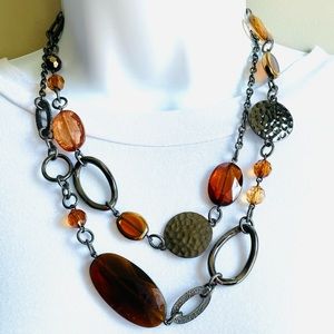 New 44” Gunmetal Orange Necklace